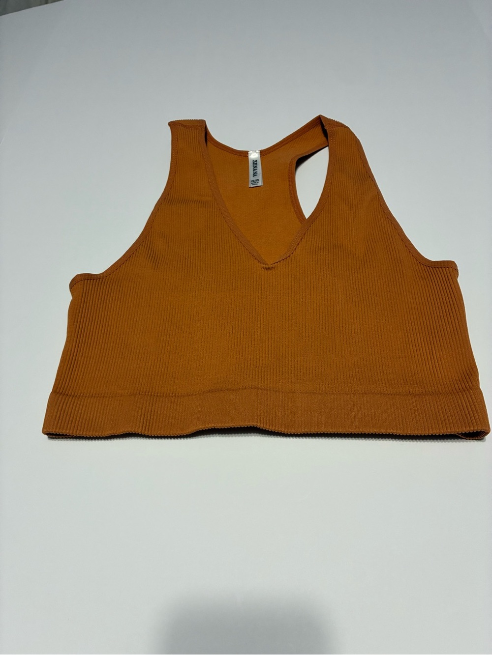 Zenana Cropped Ribbed Tank Top - Rust Orange - Picture 1 of 3